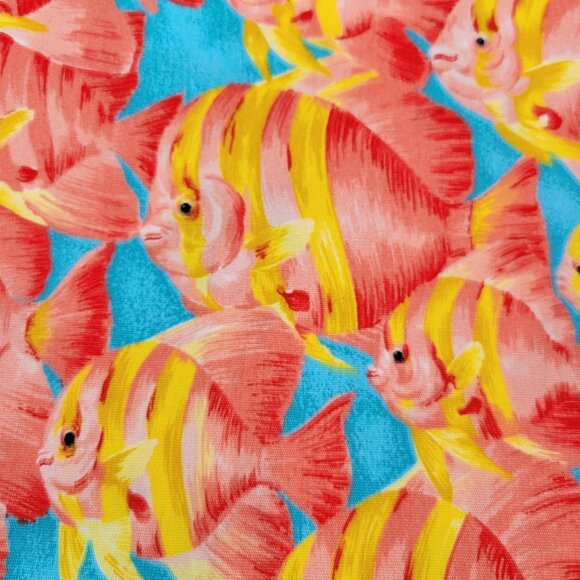 Tropical Fish Print Cotton Fabric Cranston Printworks Quilting Sewing 4 Yards - Picture 2 of 4
